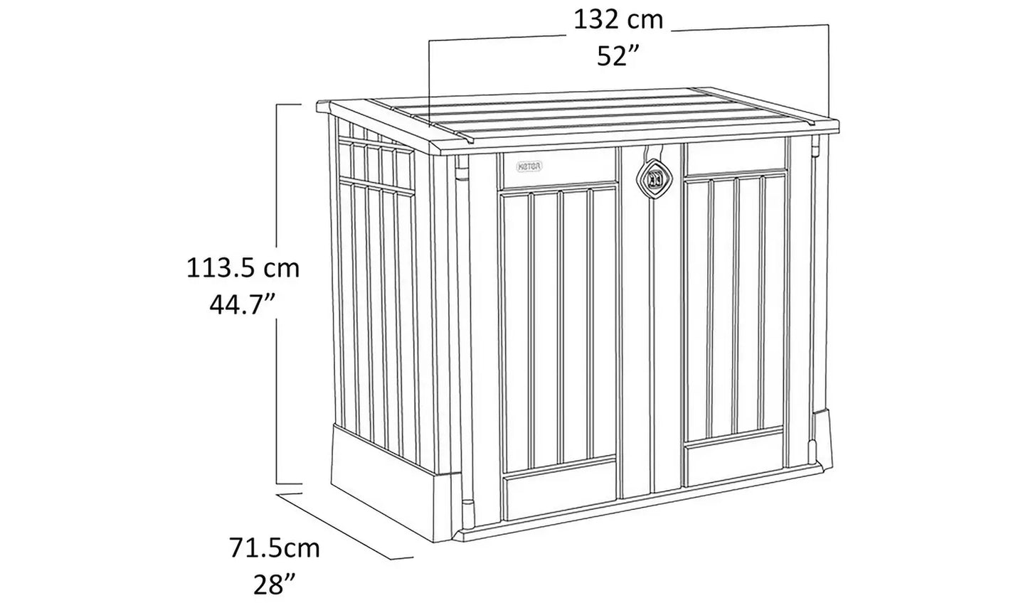Keter Store It Out Midi Beige & brown Wood effect Plastic Garden storage box 880L