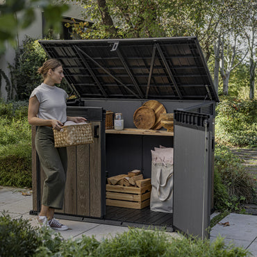 Keter Signature Decocoat Walnut 2020L Pent Garden storage 6×3 ft 1325mm 1905mm