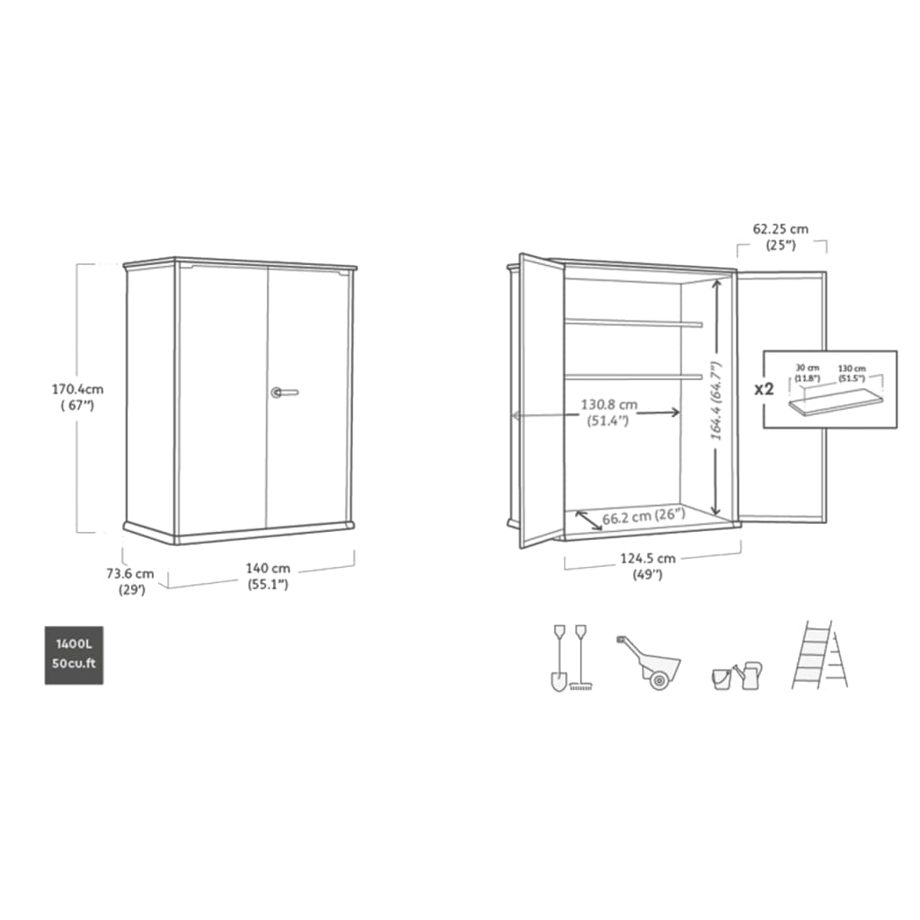 Keter 4’x2′ Cortina Alto Heavy Duty Vertical Plastic Garden Shed with Shelves